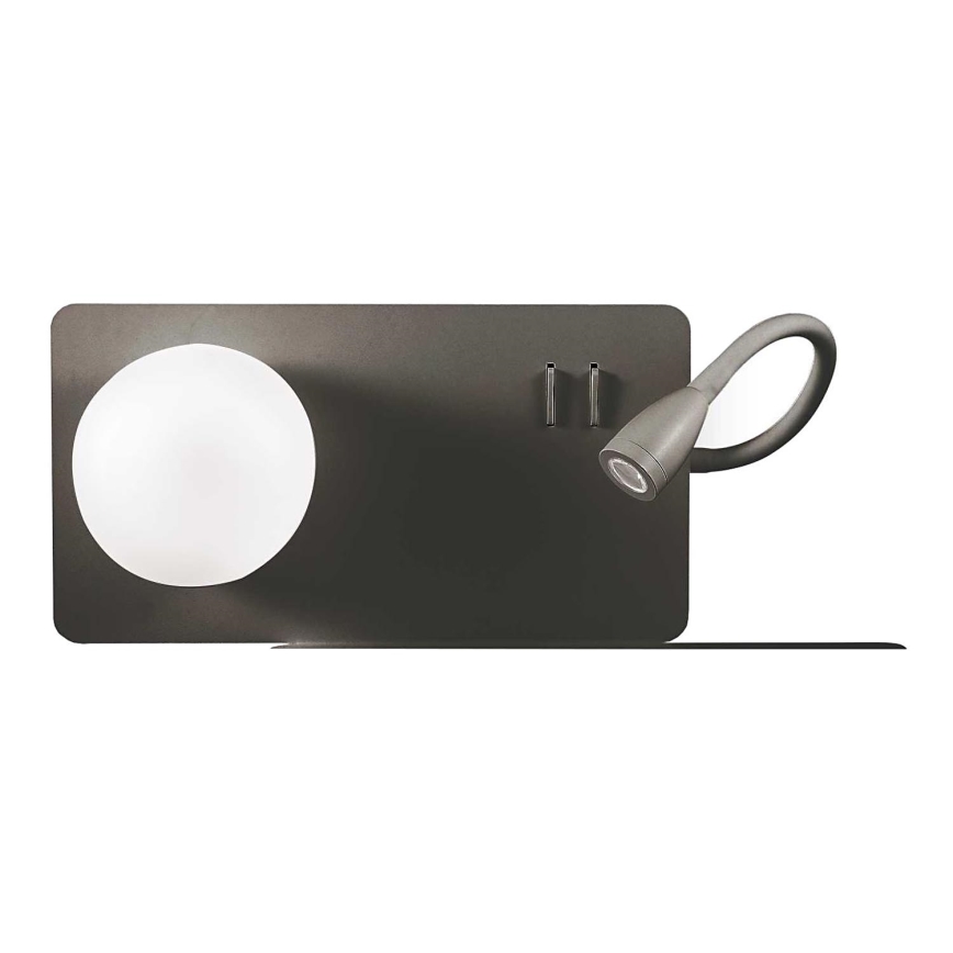 Ideal Lux - LED wand verlichting met een flexible klein lamp BOOK 1xG9/28W + LED/3W/230V USB zwart