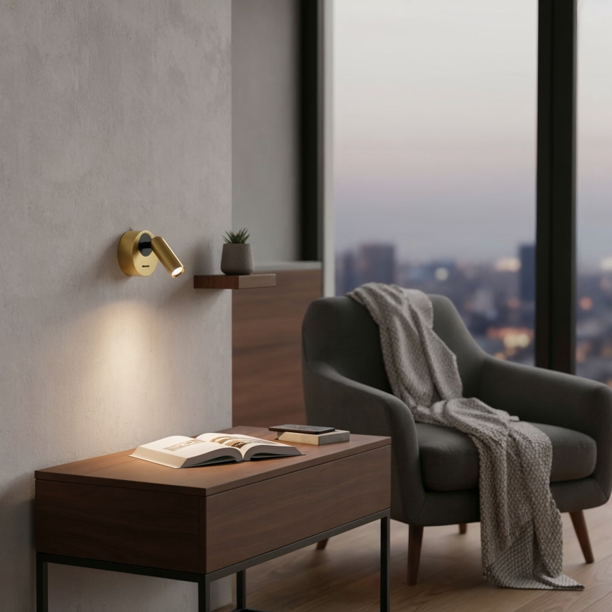 Ideal Lux - LED Wandspot BEAN LED/3W/230V CRI 90 messing