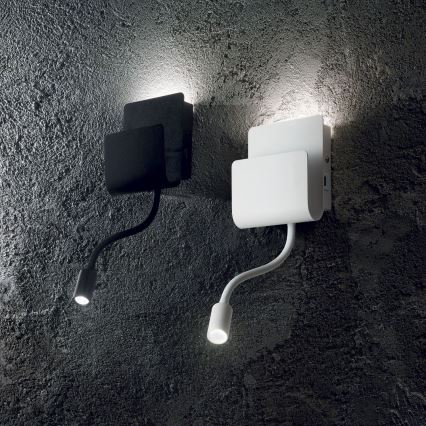 Ideal Lux - LED Wandspot met een flexibel klein lampje PROBE LED/9,5W/230V USB CRI 90 zwart