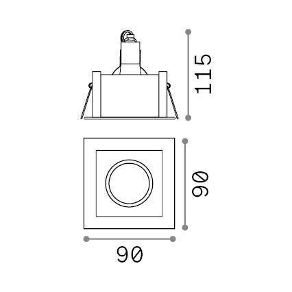 Ideal Lux - Luminaire encastré FUNKY 1xGU10/50W/230V 9x9 cm laiton