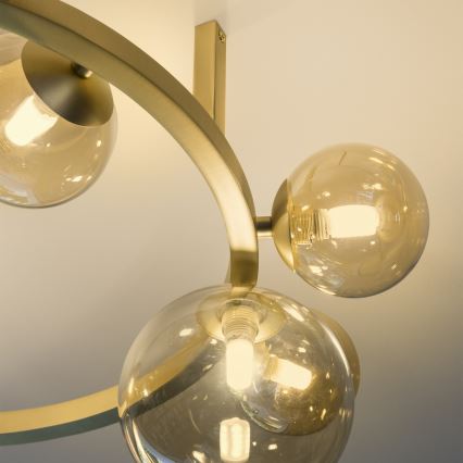 Ideal Lux - Lustre LED plafonnier PERLAGE 10xG9/3W/230V Ø 70 cm doré/beige fumé