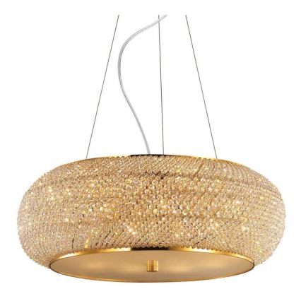 Ideal Lux - Lustre LED en cristal suspendu sur câble PASHA 14xE14/40W/230V Ø 65 cm doré
