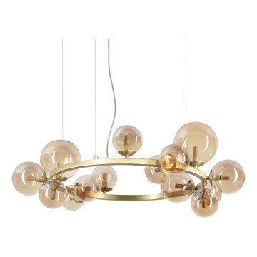 Ideal Lux - Lustre LED sur câble PERLAGE 14xG9/3W/230V Ø 85 cm doré/beige fumé