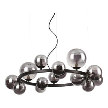 Ideal Lux - Lustre LED suspendu sur câble PERLAGE 14xG9/3W/230V Ø 85 cm noir/noir fumé