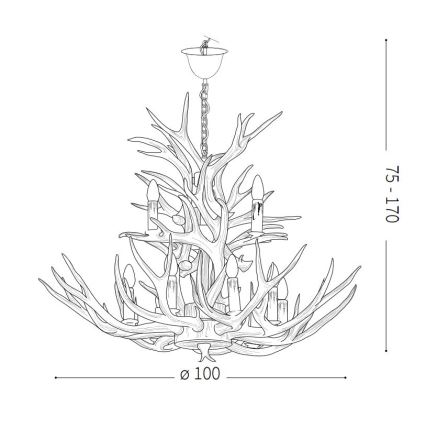 Ideal Lux – Lustre sur chaîne CHALET 12×E14/40W/230V ramures