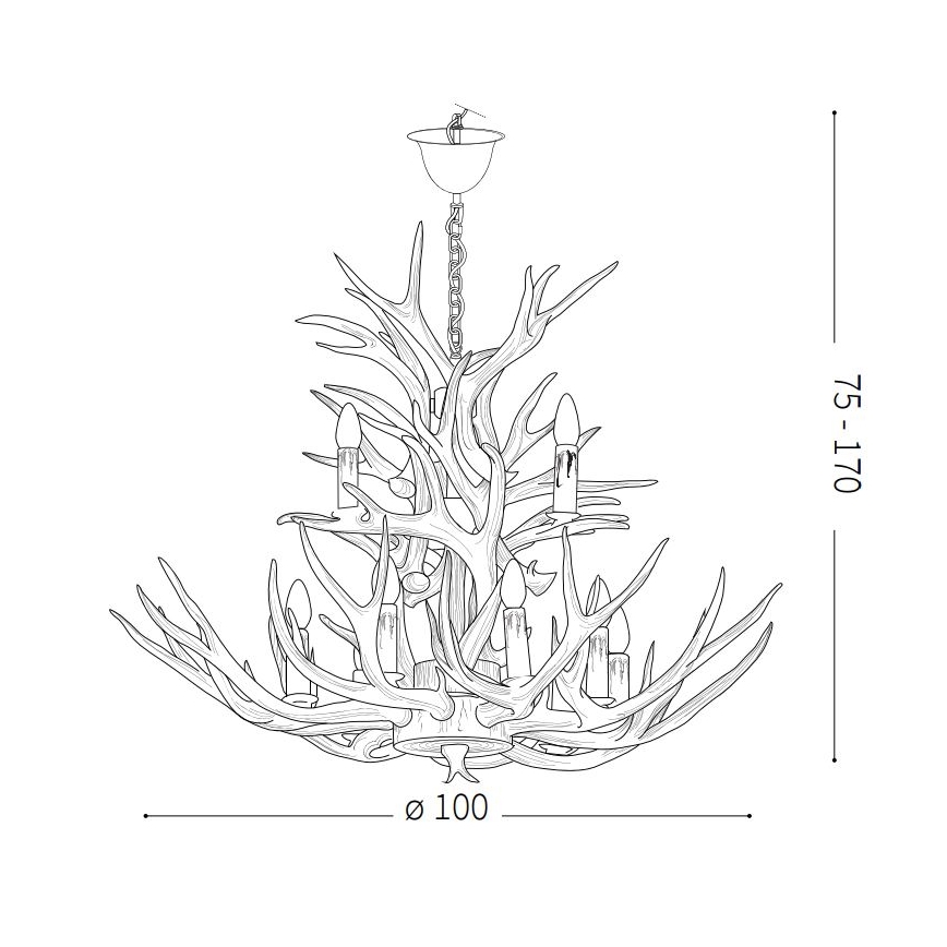 Ideal Lux – Lustre sur chaîne CHALET 12×E14/40W/230V ramures