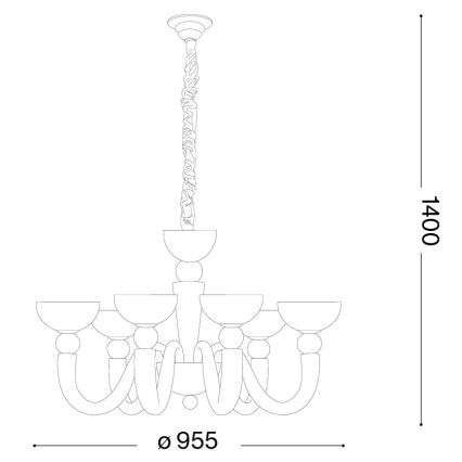 Ideal Lux - Lustre suspendu BON BON sur chaîne 8xE14/28W/230V Ø 95,5 cm blanc