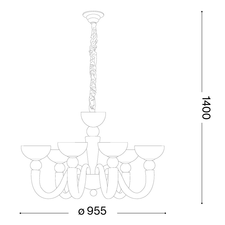 Ideal Lux - Lustre suspendu BON BON sur chaîne 8xE14/28W/230V Ø 95,5 cm blanc