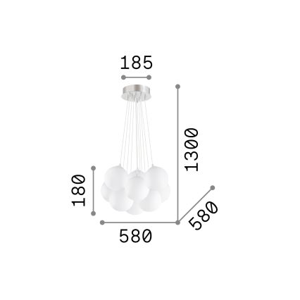 Ideal Lux - Lustre suspendu sur câble MAPA 11xE14/40W/230V Ø 58 cm blanc