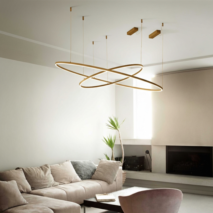 Ideal Lux - LED-kroonluchter aan kabel ORACLE SLIM LED/81W/230V 3000K CRI 90 pr. 150 cm goud