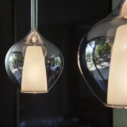 Ideal Lux - Pendellamp met kabel KALIQUE 1xE27/42W/230V Ø 18 cm gerookt zwart