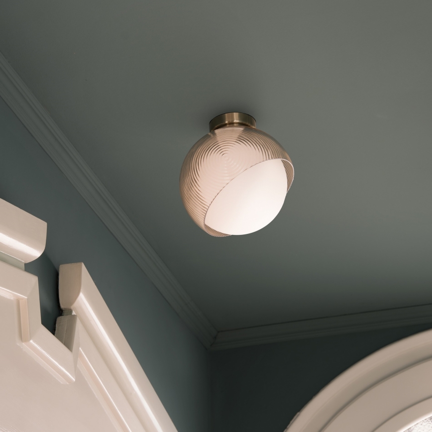 Ideal Lux - Plafondlamp BLOOM 1xE27/42W/230V Ø 30 cm goud/rookbeige