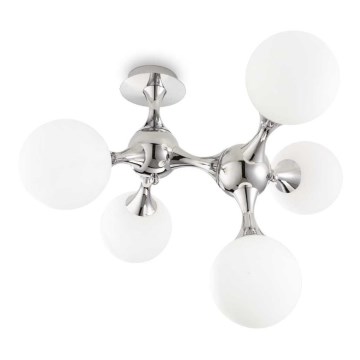Ideal Lux - Plafondlamp NODI 5xE14/28W/230V glanzend chroom/wit