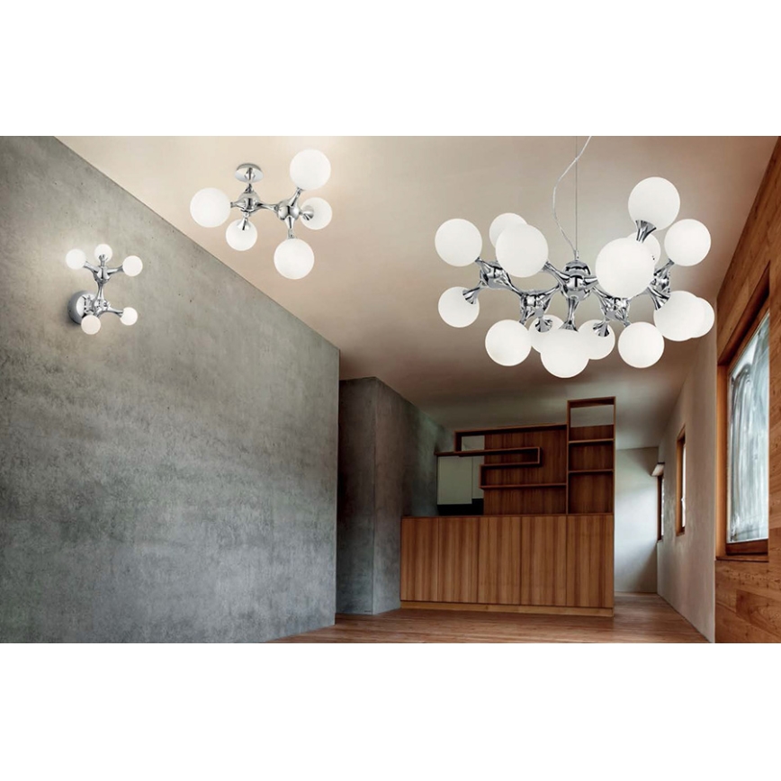 Ideal Lux - Plafonnier affleurant NODI 5xE14/28W/230V 50x55 cm chromé brillant/blanc