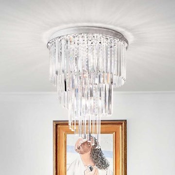 Ideal Lux - Plafonnier en cristal CARLTON 12xE14/40W/230V d. 50 cm chrome brillant