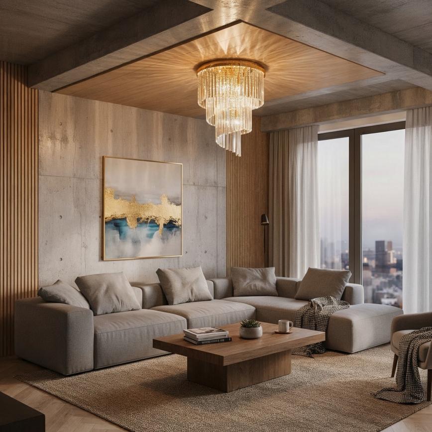 Ideal Lux - Plafonnier en cristal CARLTON 12xE14/40W/230V d. 50 cm doré