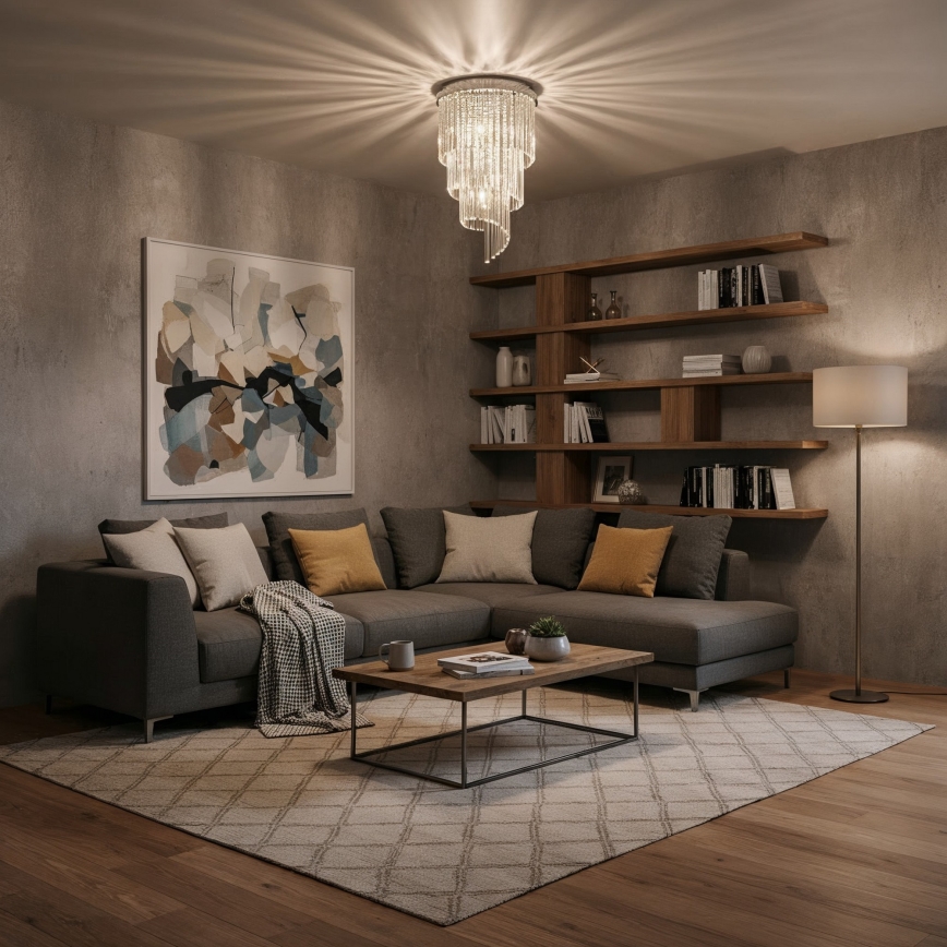 Ideal Lux - Plafonnier en cristal CARLTON 8xE14/40W/230V d. 40 cm chrome brillant