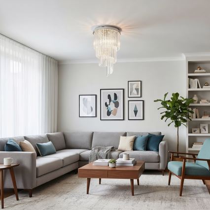 Ideal Lux - Plafonnier en cristal CARLTON 8xE14/40W/230V d. 40 cm chrome brillant