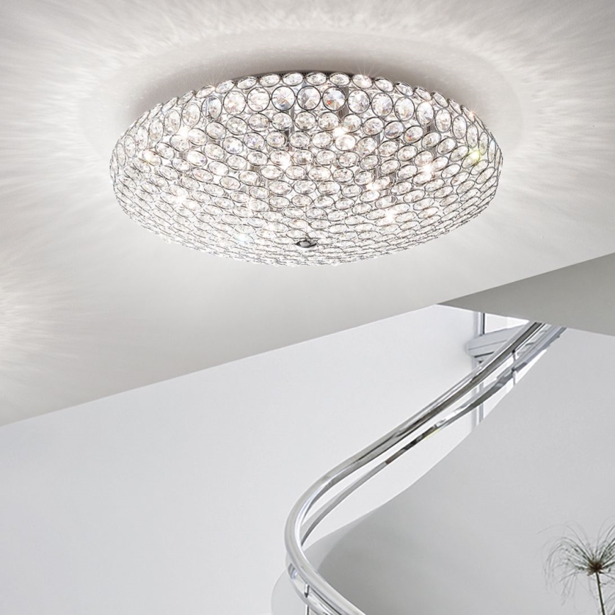 Ideal Lux - Plafonnier LED en cristal KING 9xG9/3W/230V d. 53,5 cm chrome brillant