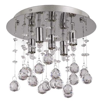 Ideal Lux - Plafonnier LED en cristal MOONLIGHT 5xG9/3W/230V d. 26 cm chrome brillant