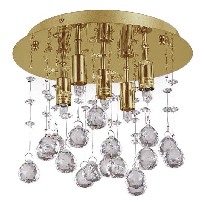 Ideal Lux - Plafonnier LED en cristal MOONLIGHT 5xG9/3W/230V d. 26 cm doré