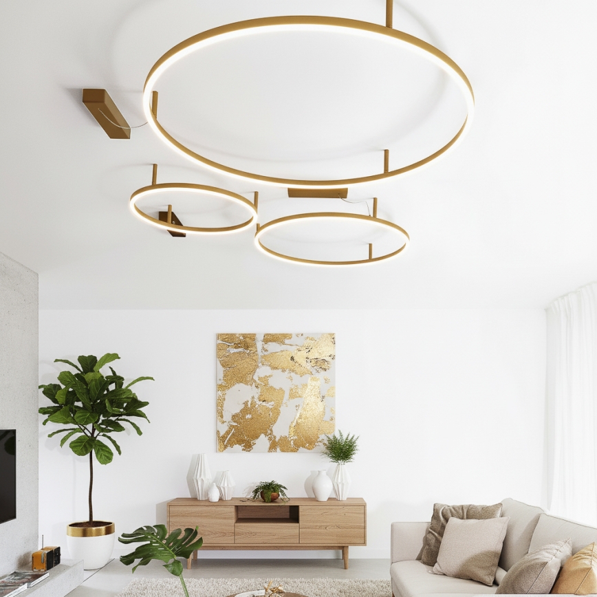 Ideal Lux - Plafonnier LED ORACLE SLIM LED/53W/230V 3000K IRC 90 Ø 90 cm doré