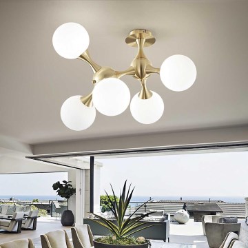 Ideal Lux - Plafonnier NODI 5xE14/28W/230V laiton