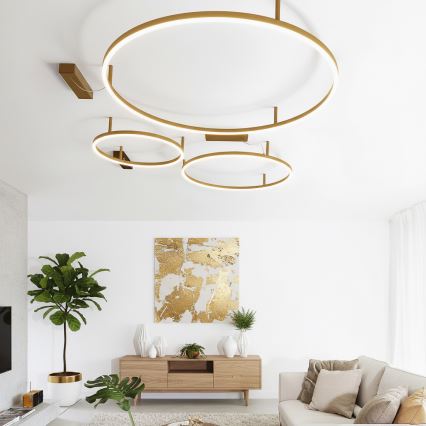 Ideal Lux - Plafonnier LED ORACLE SLIM LED/81W/230V 3000K IRC 90 Ø 150 cm doré