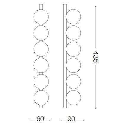 Ideal Lux - Plafonnier PING PONG 6xLED/3W/230V CRI 90 laiton