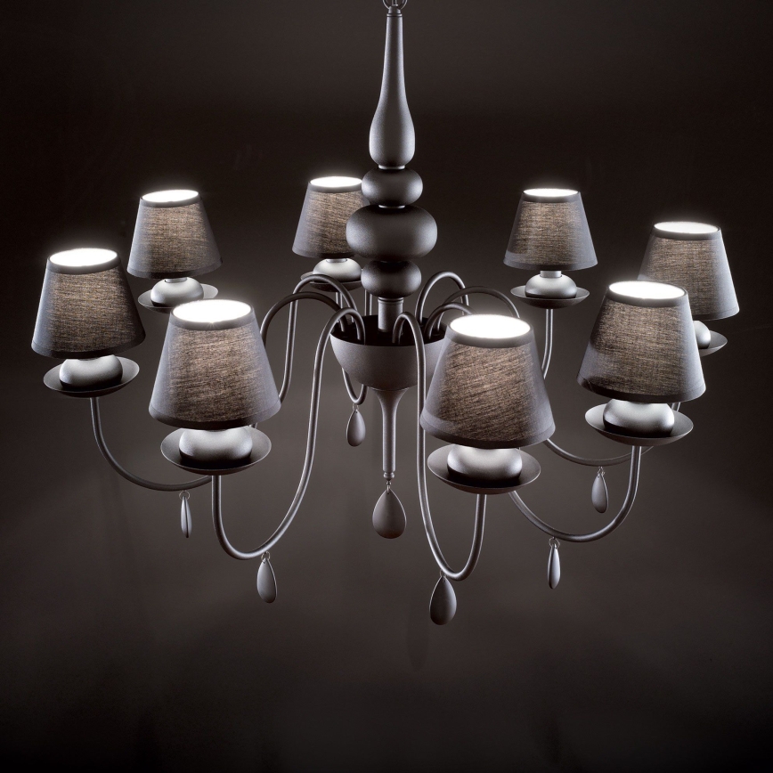 Ideal Lux - Suspension chaîne BLANCHE 8xE14/40W/230V d. 92 cm noir