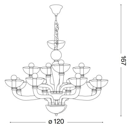 Ideal Lux - Suspension chaîne CASANOVA 16xE14/40W/230V d. 120 cm gris