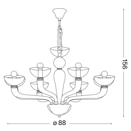 Ideal Lux - Suspension chaîne CASANOVA 8xE14/40W/230V d. 88 cm gris