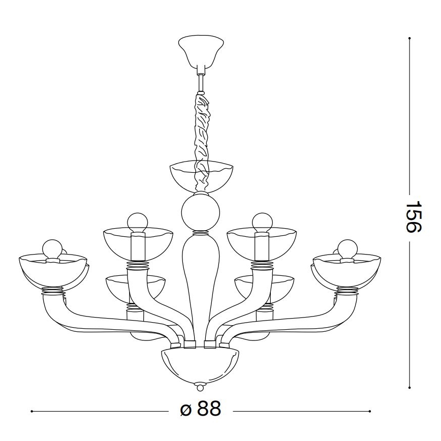 Ideal Lux - Suspension chaîne CASANOVA 8xE14/40W/230V d. 88 cm gris
