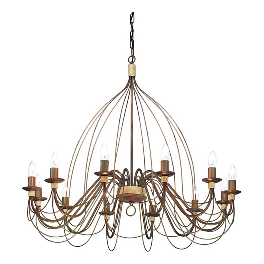 Ideal Lux - Suspension chaîne CORTE 12xE14/40W/230V d. 95 cm cuivre