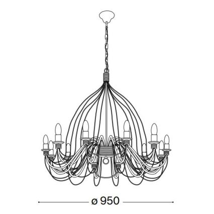 Ideal Lux - Suspension chaîne CORTE 12xE14/40W/230V d. 95 cm cuivre