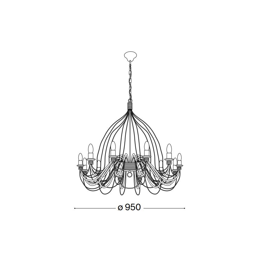 Ideal Lux - Suspension chaîne CORTE 12xE14/40W/230V d. 95 cm cuivre