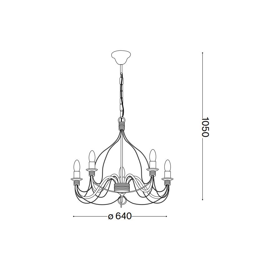 Ideal Lux - Suspension chaîne CORTE 5xE14/40W/230V d. 54 cm cuivre