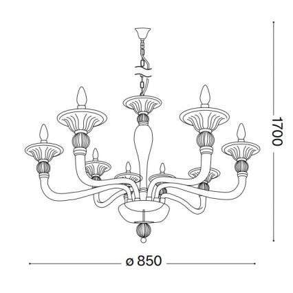 Ideal Lux - Suspension chaîne DANIELI 8xE14/40W/230V d. 85 cm laiton