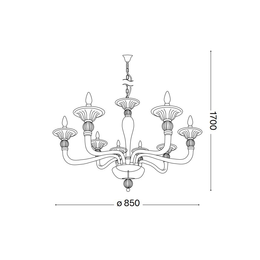 Ideal Lux - Suspension chaîne DANIELI 8xE14/40W/230V d. 85 cm laiton