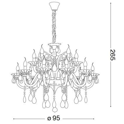 Ideal Lux - Suspension chaîne en cristal COLOSSAL 15xE14/40W/230V d. 95 cm crème/chrome brillant