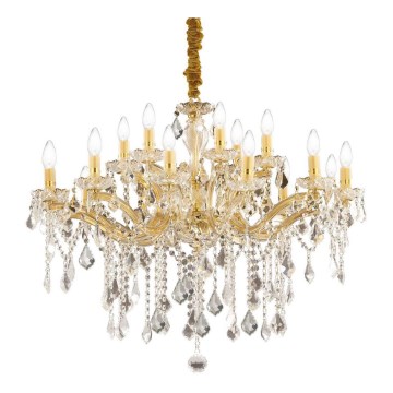 Ideal Lux - Suspension chaîne en cristal FLORIAN 18xE14/40W/230V d. 86 cm doré