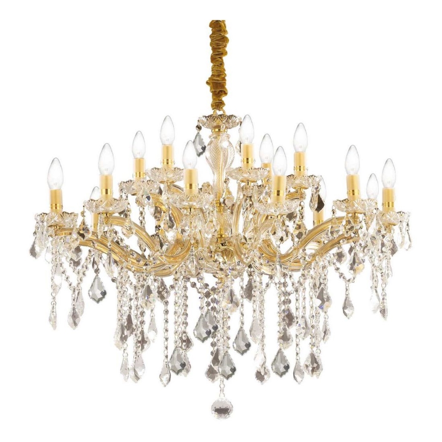 Ideal Lux - Suspension chaîne en cristal FLORIAN 18xE14/40W/230V d. 86 cm doré