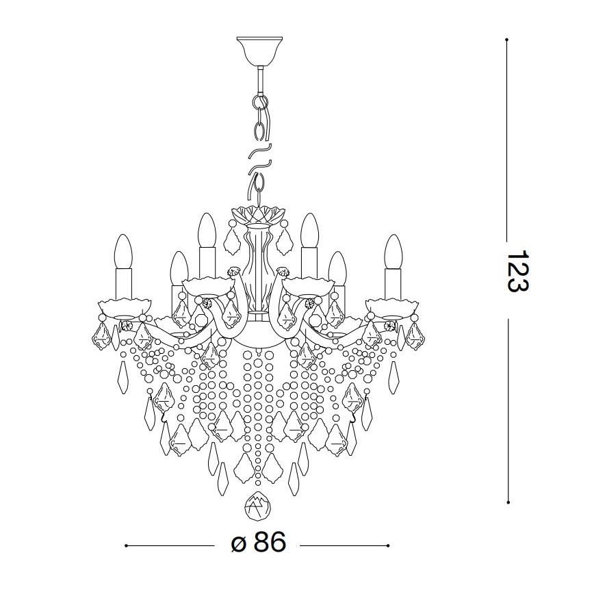 Ideal Lux - Suspension chaîne en cristal FLORIAN 18xE14/40W/230V d. 86 cm doré