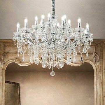 Ideal Lux - Suspension chaîne en cristal FLORIAN 18xE14/40W/230V d. 86 cm transparent