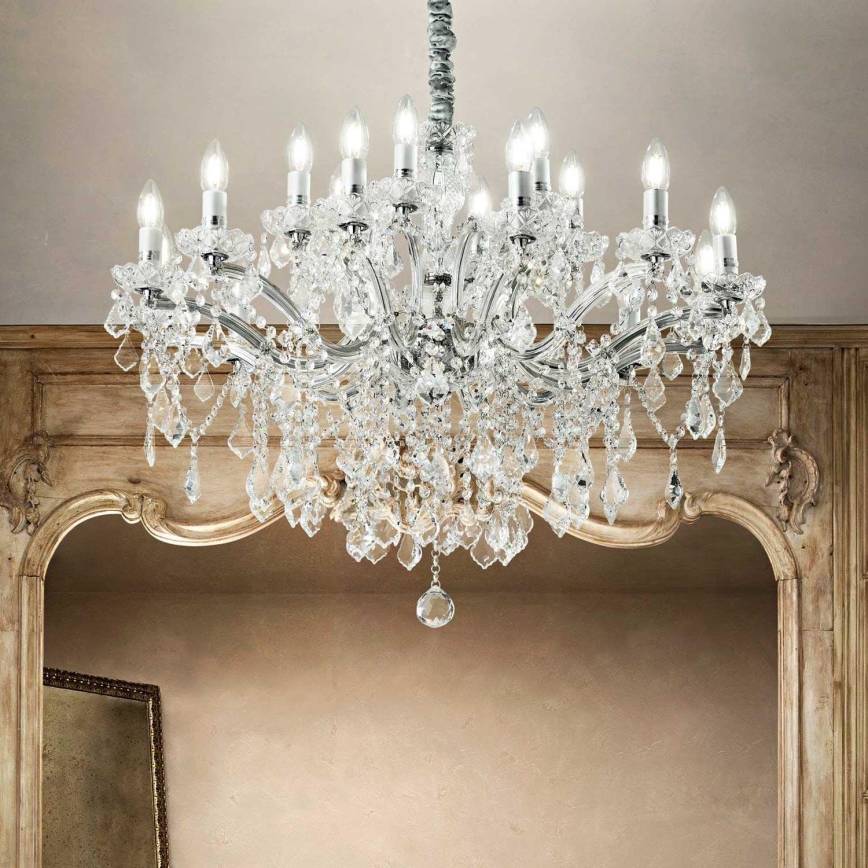 Ideal Lux - Suspension chaîne en cristal FLORIAN 18xE14/40W/230V d. 86 cm transparent