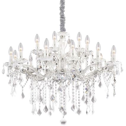 Ideal Lux - Suspension chaîne en cristal FLORIAN 18xE14/40W/230V d. 86 cm transparent