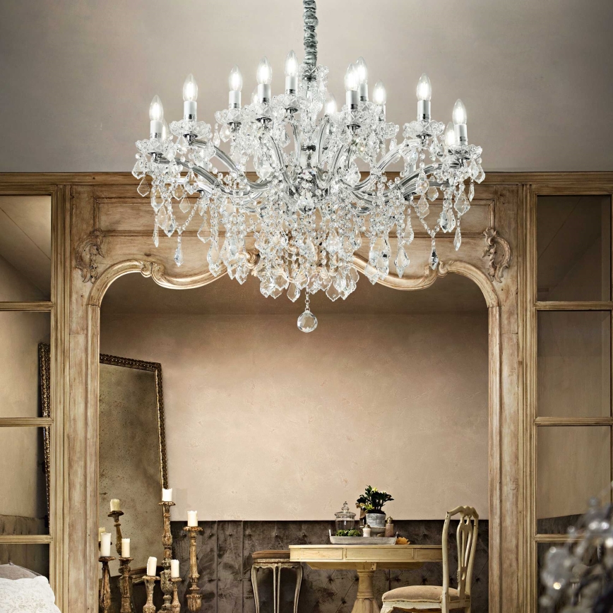 Ideal Lux - Suspension chaîne en cristal FLORIAN 18xE14/40W/230V d. 86 cm transparent
