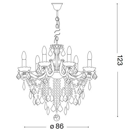 Ideal Lux - Suspension chaîne en cristal FLORIAN 18xE14/40W/230V d. 86 cm transparent