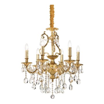 Ideal Lux - Suspension chaîne en cristal GIOCONDA 6xE14/40W/230V d. 62 cm doré