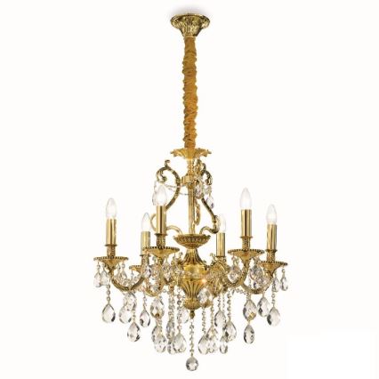 Ideal Lux - Suspension chaîne en cristal GIOCONDA 6xE14/40W/230V d. 62 cm doré